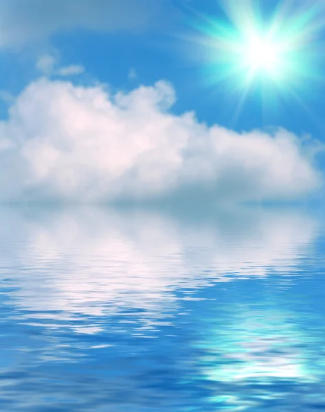 Ondulación de agua superficial y reflejo de cielo suave y nubes espalda — Foto de Stock