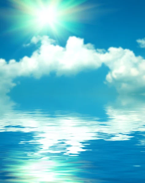 Ondulación de agua superficial y reflejo de cielo suave y nubes espalda — Foto de Stock