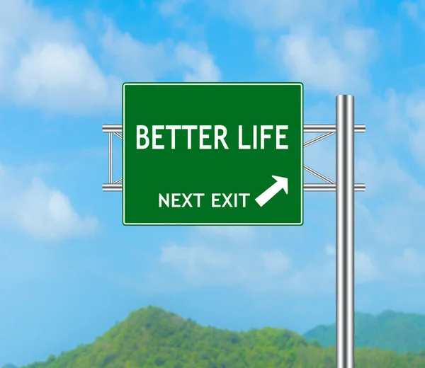Road Sign concept to BETTER LIFE — Stock Photo, Image