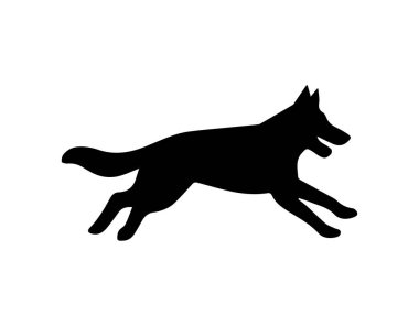 Basit köpek silueti izole edilmiş ikon. Hayvan logosu şablonu. Şirin köpek işareti.