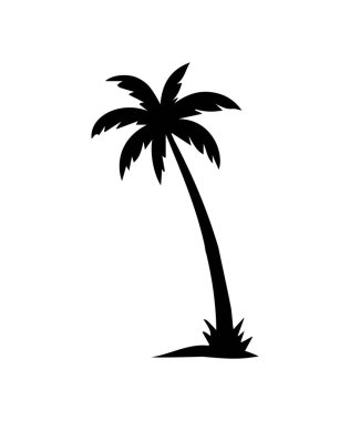 Basit bir kesik palmiye ağacı ikonu. Basit tropikal ağaç silueti.