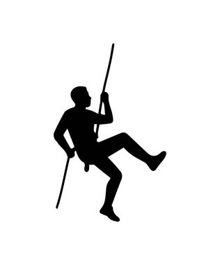 Adam siluetine tırmanan basit bir ip. Açık hava spor etkinliği simgesi.
