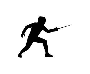 Basit bir eskrim silueti simgesi. Kişi spor illüstrasyonunu kes.