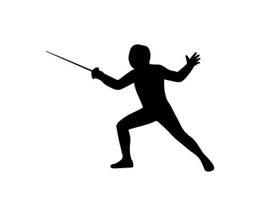 Basit bir eskrim silueti simgesi. Kişi spor illüstrasyonunu kes.