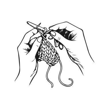 Karalama el çizimi örgü el çizimi, oymalı örgü illüstrasyon.