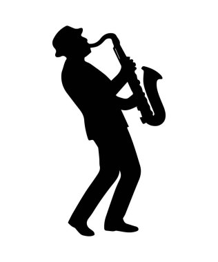 Bir caz saksafonu çalan müzisyen müzik ve ses yaratıyor