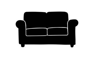Sofa silhouette on a white background, representing comfort and home interior design