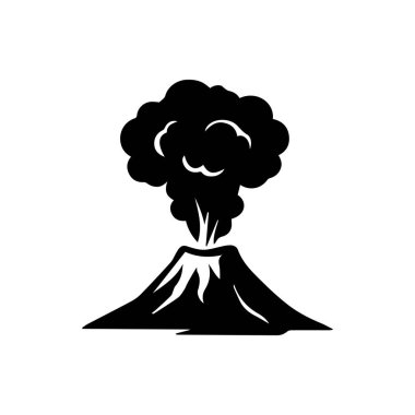 Volcano cone with dark smoke rising, illustrating eruption and natural disaster