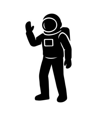 Uzay siluetinde yüzen astronot simgesi