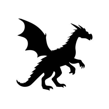 Ejderha silueti uçan fantezi hayvanı