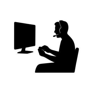 Oyuncuların silueti kulaklık takıyor ve kumandayı tutuyor, zaferi kutluyor.