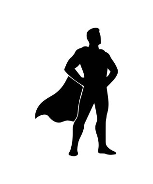 Pelerinli süper kahraman siluet adam