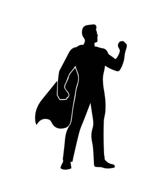 Pelerinli süper kahraman siluet adam