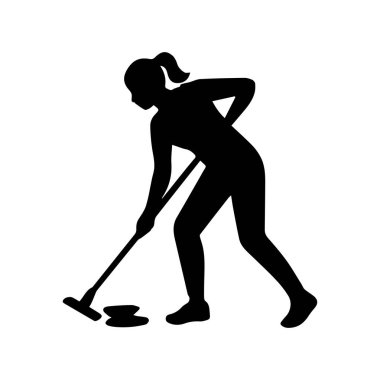 Woman silhouette mopping floor, cleaning, housekeeping chores