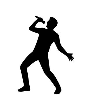 Male singer silhouette performing on stage, holding a microphone