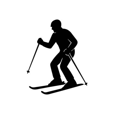 Kayakçı silueti yokuş aşağı kayak sporu simgesi