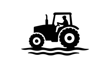 Sürücü simgesine sahip traktör, tarımı temsil eden siluet