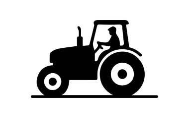 Sürücü simgesine sahip traktör, tarımı temsil eden siluet