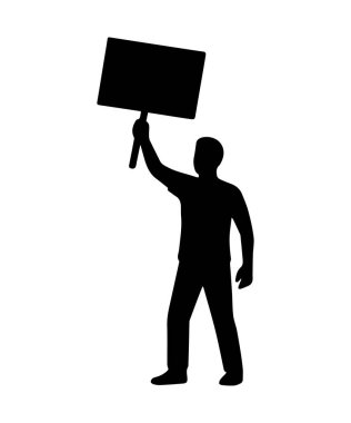 Erkek eylemci silueti boş işareti protesto ediyor
