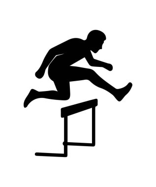 Bir atletin silüeti engelleri aşıyor, engelleri ve başarıları aşıyor.