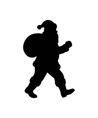 Noel Baba silueti hediye çantasıyla yürüyor.