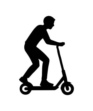 Çocuk scooterlı siluet taşıma konsepti kullanıyor.