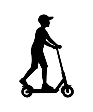 Çocuk scooter siluet taşıma simgesine biniyor