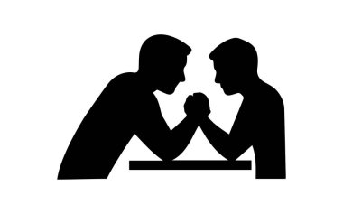 Masada bilek güreşi yapan iki rekabetçi adam rekabet ve gücü temsil ediyor.