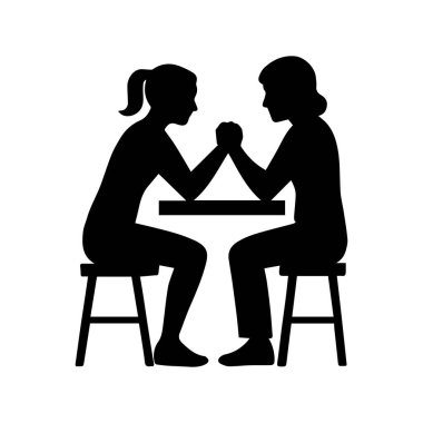 Güç için bilek güreşi yapan iki kadın siluet yarışması