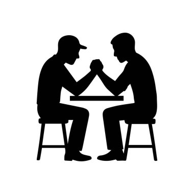 Güç için bilek güreşi yapan iki adam siluet yarışması