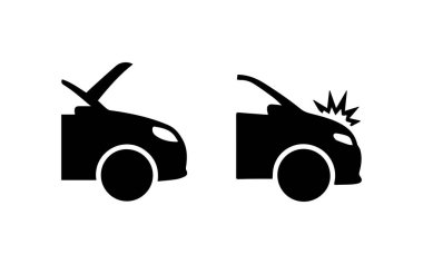 Araç simgeleri açık kaput ve motor arızası gösteriyor veya tamir ediliyor