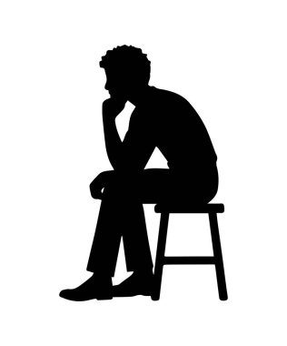 Siyah afro adam silueti sandalyede oturuyor.