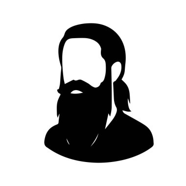 Sakallı, bıyıklı ve uzun saçlı bir adam silueti.