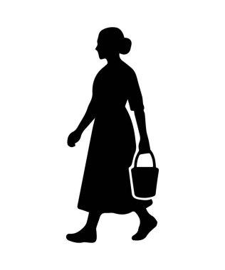 Kova taşıyan kadın silueti günlük iş gücü