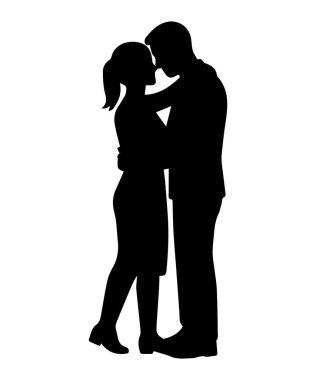 Aşk ve romantik bir ilişki gösteren, kucaklaşan bir çift.