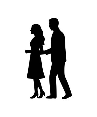 Çift silueti yan yana duruyor, ileri bakıyor.