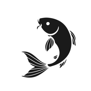 Basit Asyalı balık simgesi silueti