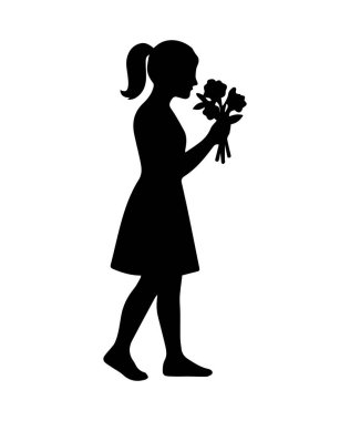 Çiçek taşıyan kadın silueti, romantizmi, güzelliği ve zarafeti temsil ediyor.