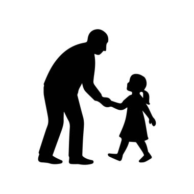 Çocuk silueti olan büyükbaba birlikte yürüyor.