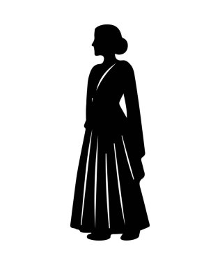 Geleneksel giysiler içinde İrlandalı kadın silueti