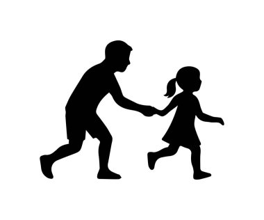 Beyaz arka planda neşe ve özgürlüğü ifade eden çocuk siluetleri