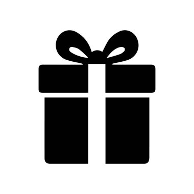 Basit siyah hediye kutusu simgesi