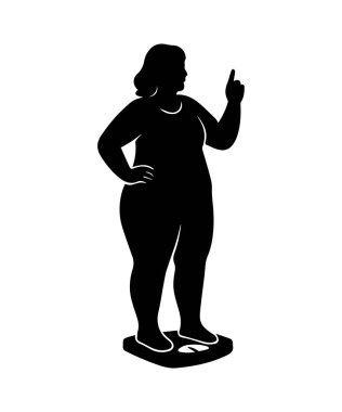 Bir ağırlık ölçekte duran kilolu kadın