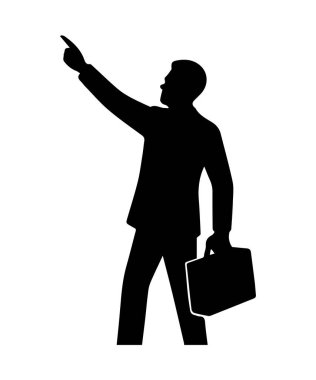 İşadamı silueti yukarı bakıyor, vizyon, yön ve arzu gösteriyor