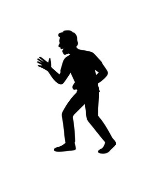 Kızgın adam silueti bağırıyor, saldırganca savaşıyor.