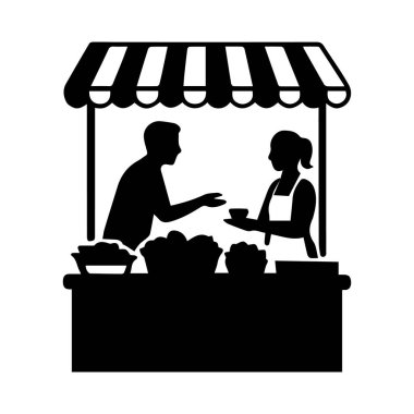 Tedarikçi, tenteli bir pazarda müşteriye ürün satıyor.