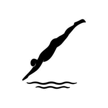 İnsan silueti suya balıklama dalıyor.