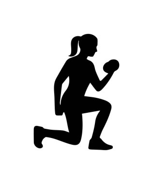 Bir kadın dambılı tutarak hareket egzersizi yapıyor. Güç ve zindeliği temsil ediyor.