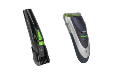 İzole edilmiş beyaz arkaplanda elektrikli tıraş makineleri