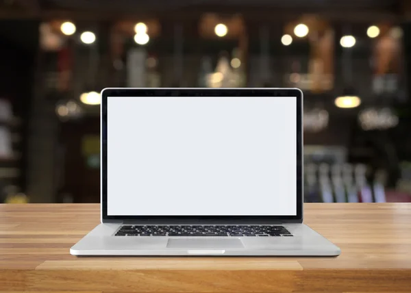 Blank screen laptop on table — Stock Photo, Image